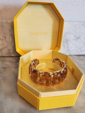 Swarovski Gold-Tone Bracelet with Amber Crystals